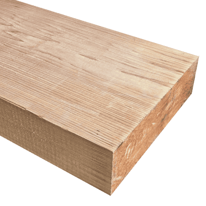 Western red cedar timber sample with a thick edge